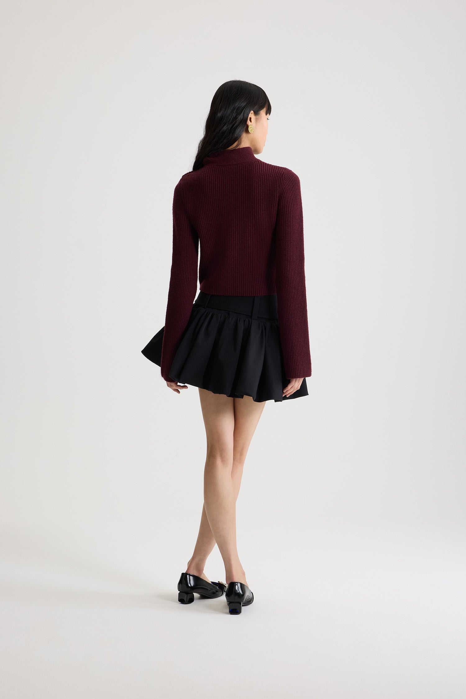 Patou H25SK0970074999B jupe boule noire gabardine