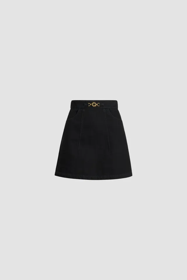 Patou A-line mini jupe jean bio noir Khol Stone