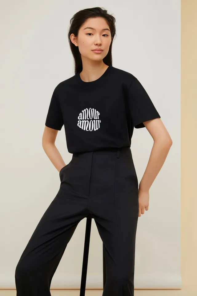 Patou A21JE0339999999B t-shirt coton noir Amour