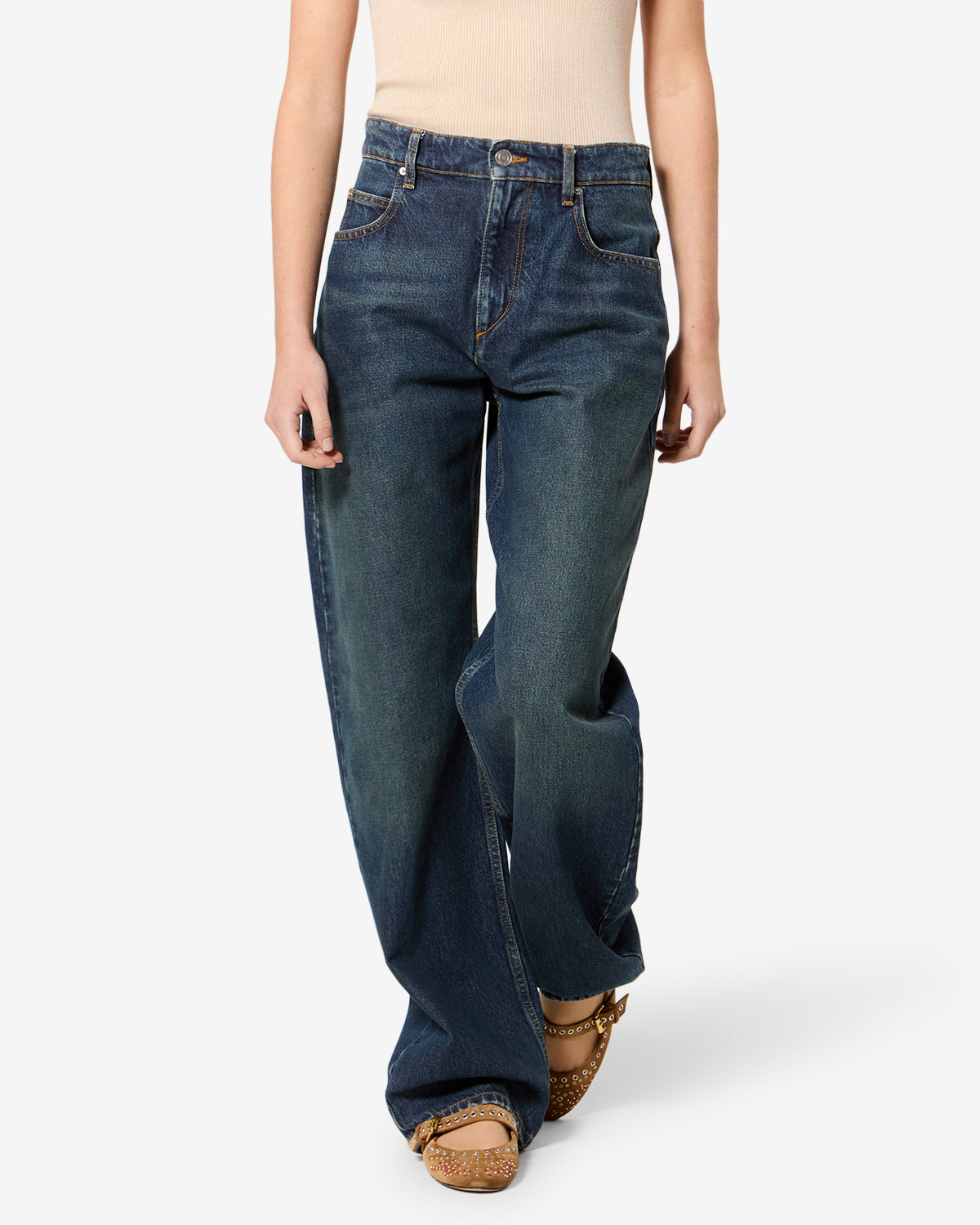 Isabel Marant Dromie jean droit bleu denim coton