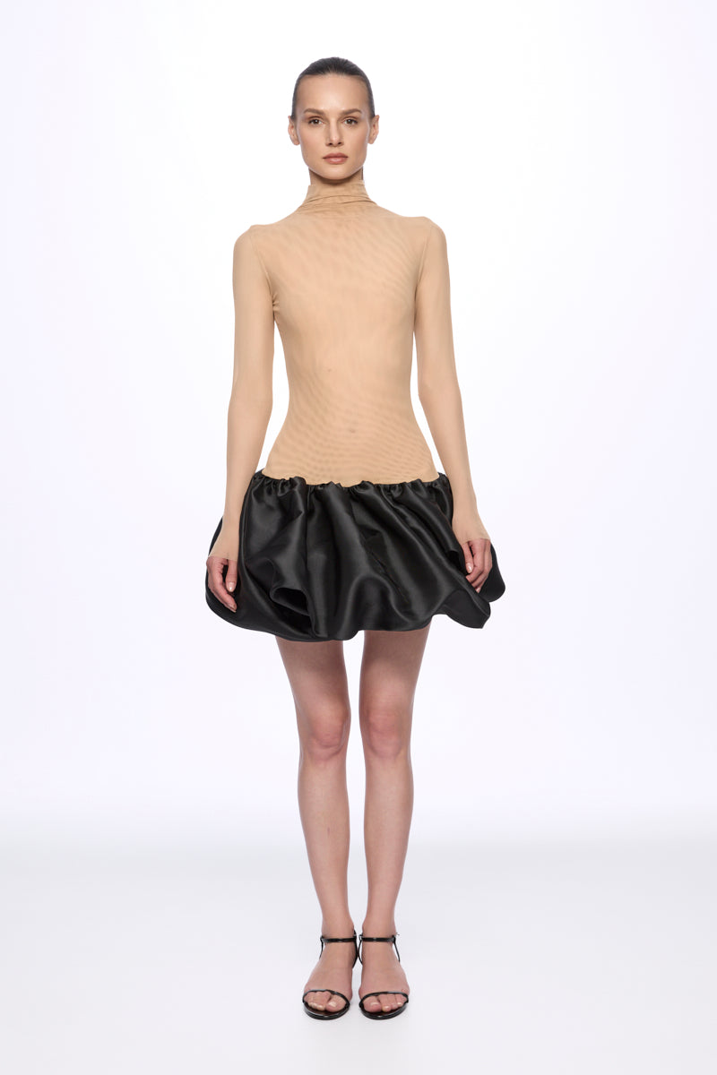 ATU Body Couture Mini robe tulle nude noir taille S