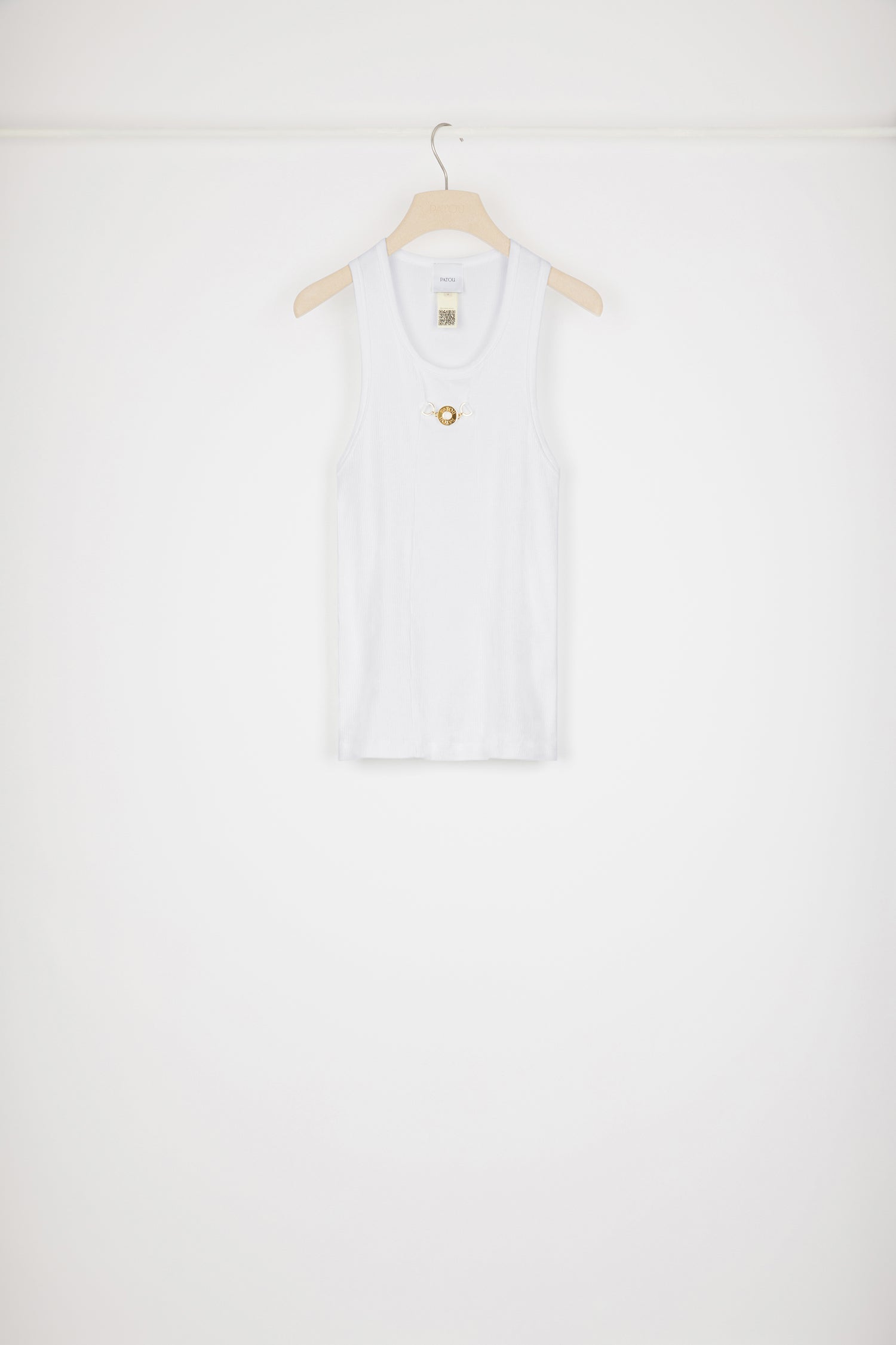 Patou JE072 débardeur top coton bio blanc médaillon