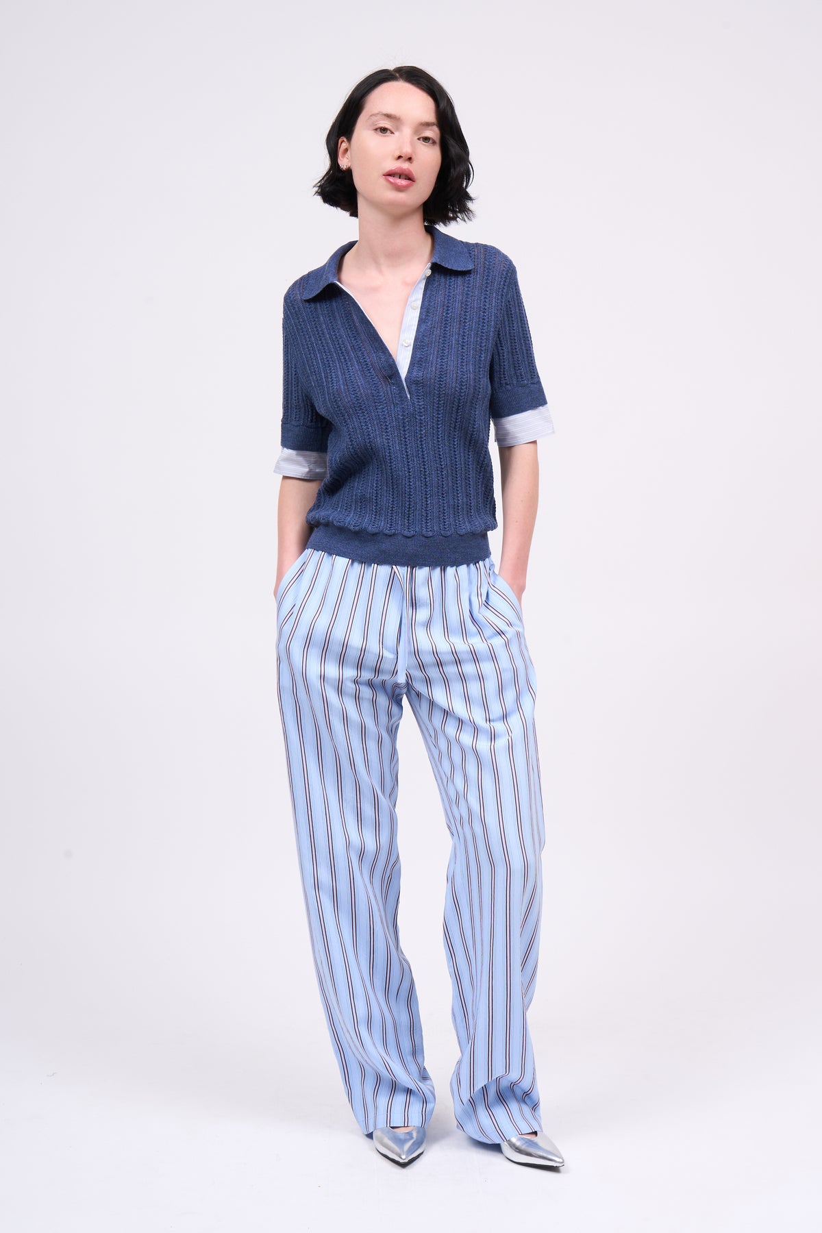 Paul & Joe Tailoring Sully pantalon viscose rayée coupe ample