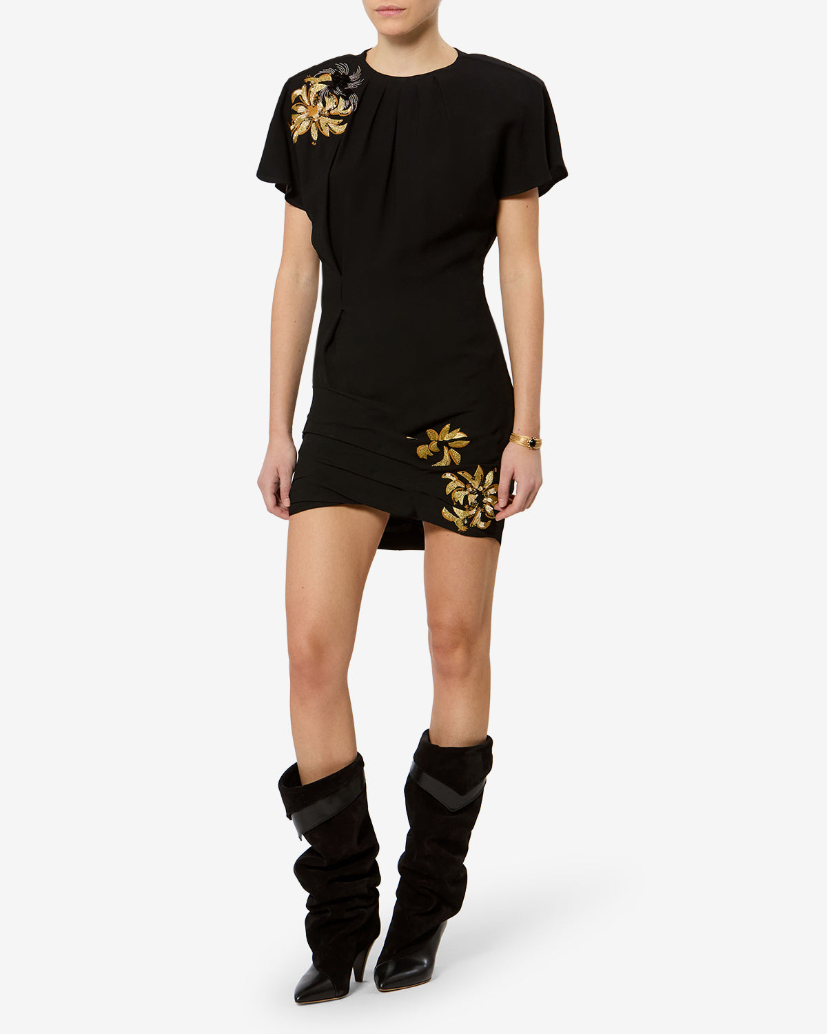 Isabel Marant Sakia robe noire brodée Firework