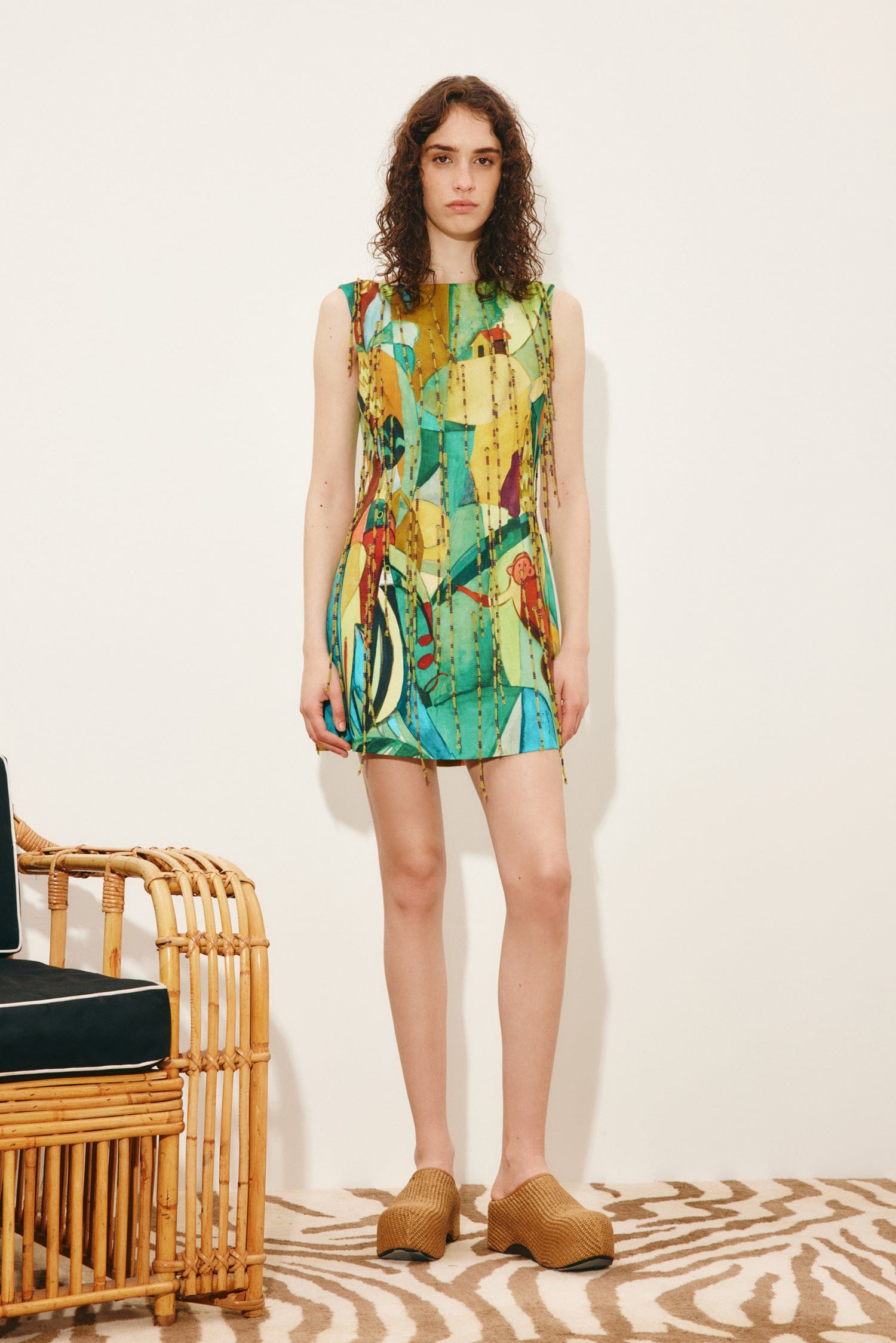 Alemäis Mokshini robe mini à franges imprimé jungle