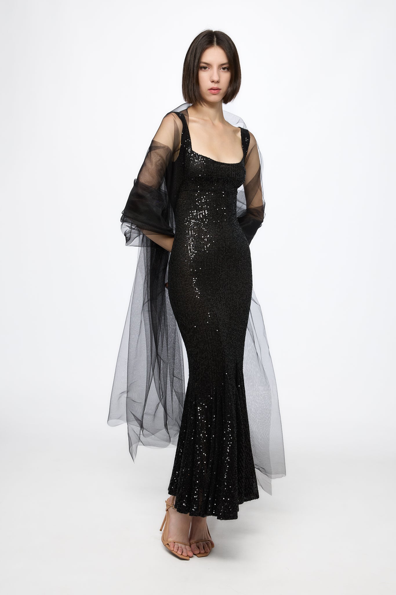 ATU Body Couture Corset Bra robe midi sequins noir bustier