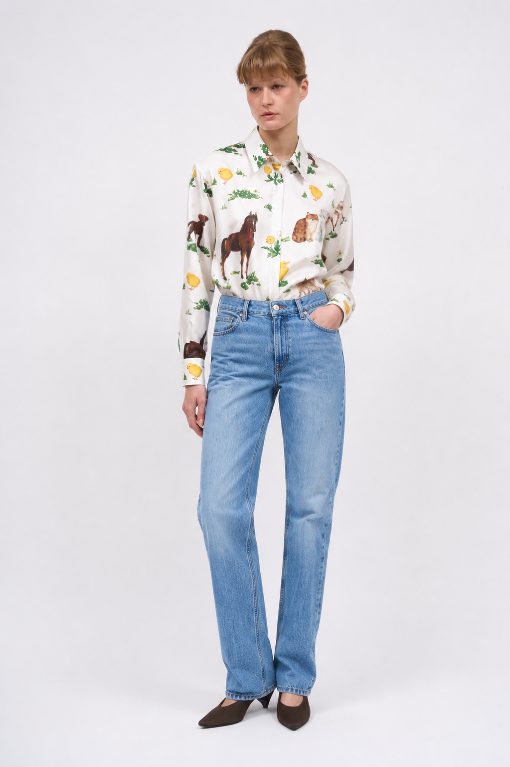 Paul & Joe Tailoring Bogan jean droit taille haute blanc coton