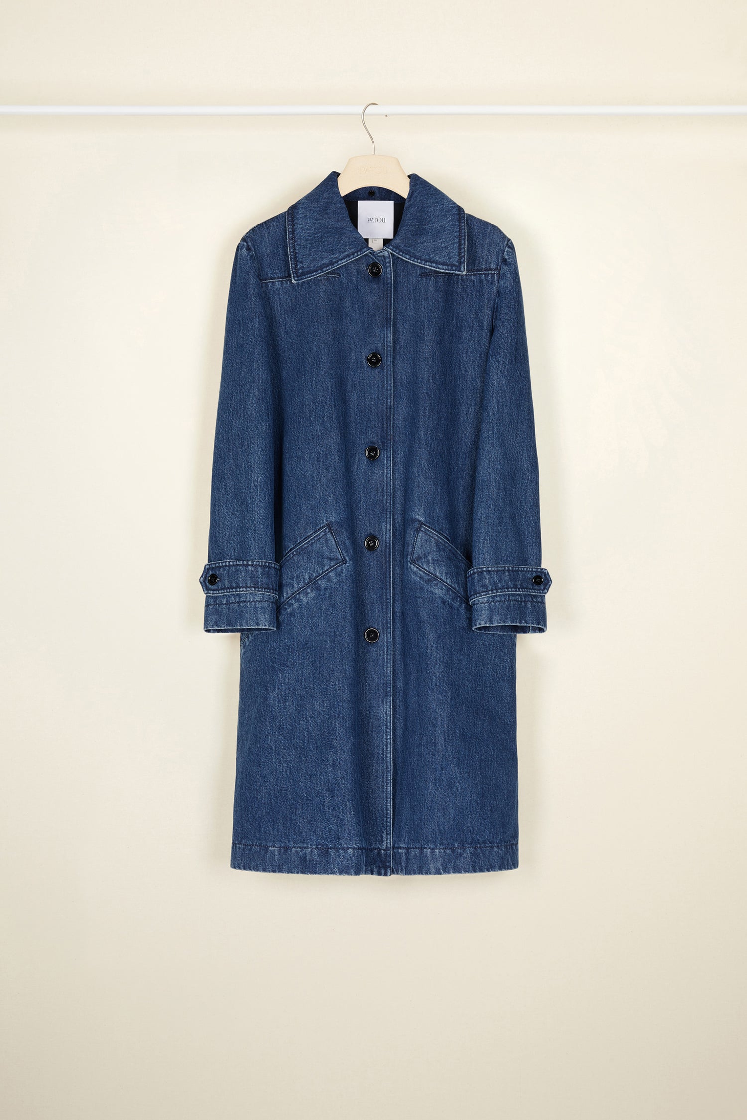 Patou CO004 manteau denim Indigo Blue Pearls perles