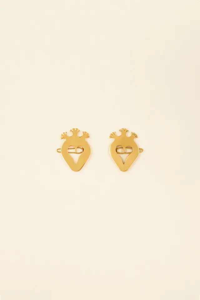 Patou JW052 barrettes coeur laiton doré