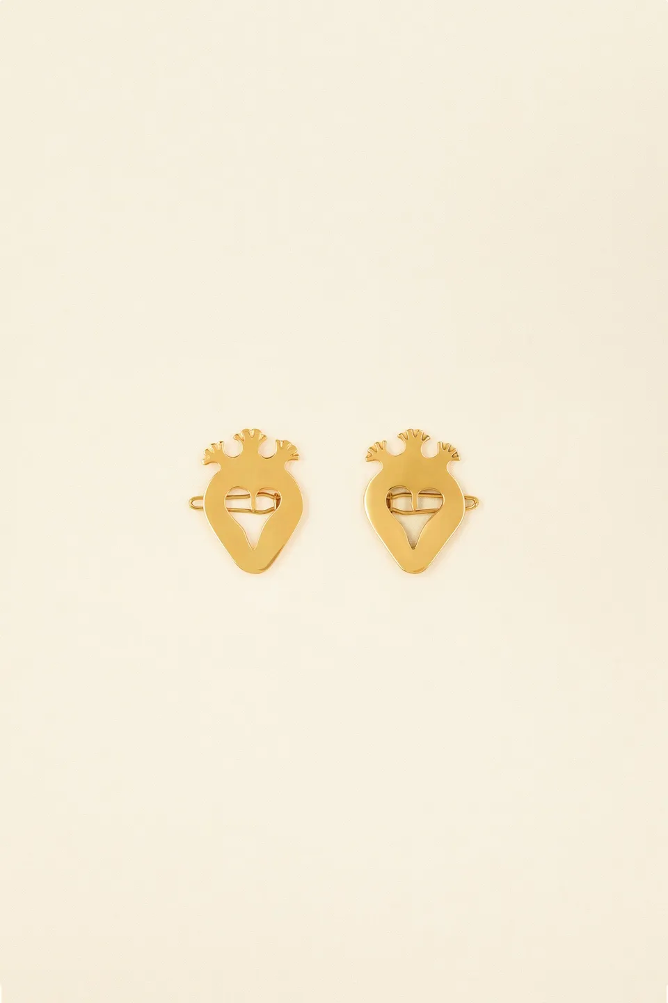 Patou JW052 barrettes coeur laiton doré