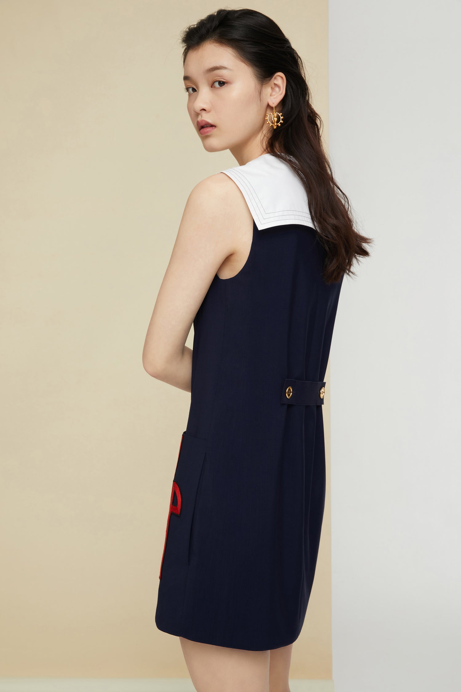 Patou E20DR0430033695N robe sailor laine bleu marine