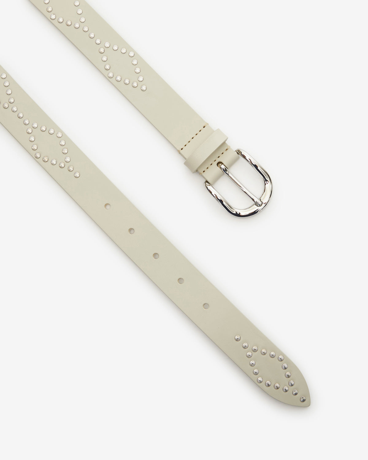 Isabel Marant Liliana ceinture cuir écru-argenté 3 cm