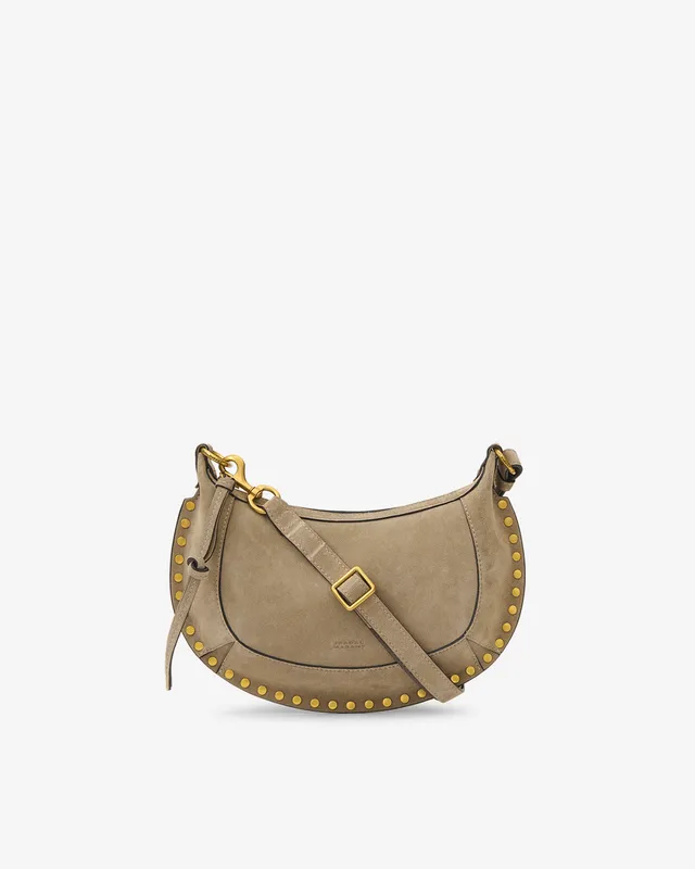 Isabel Marant Oskan Moon sac cuir velours taupe fumé