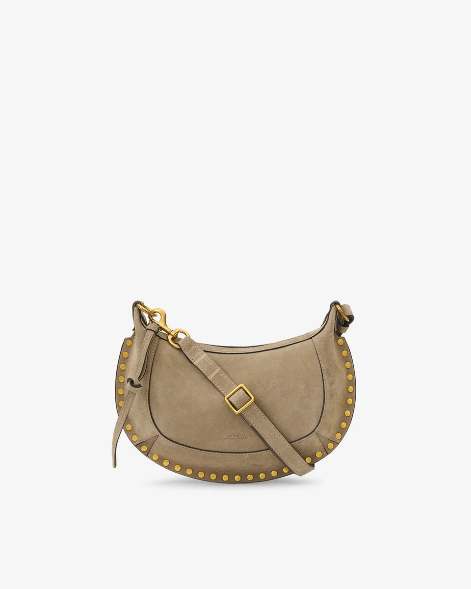 Isabel Marant Oskan Moon sac cuir velours taupe fumé