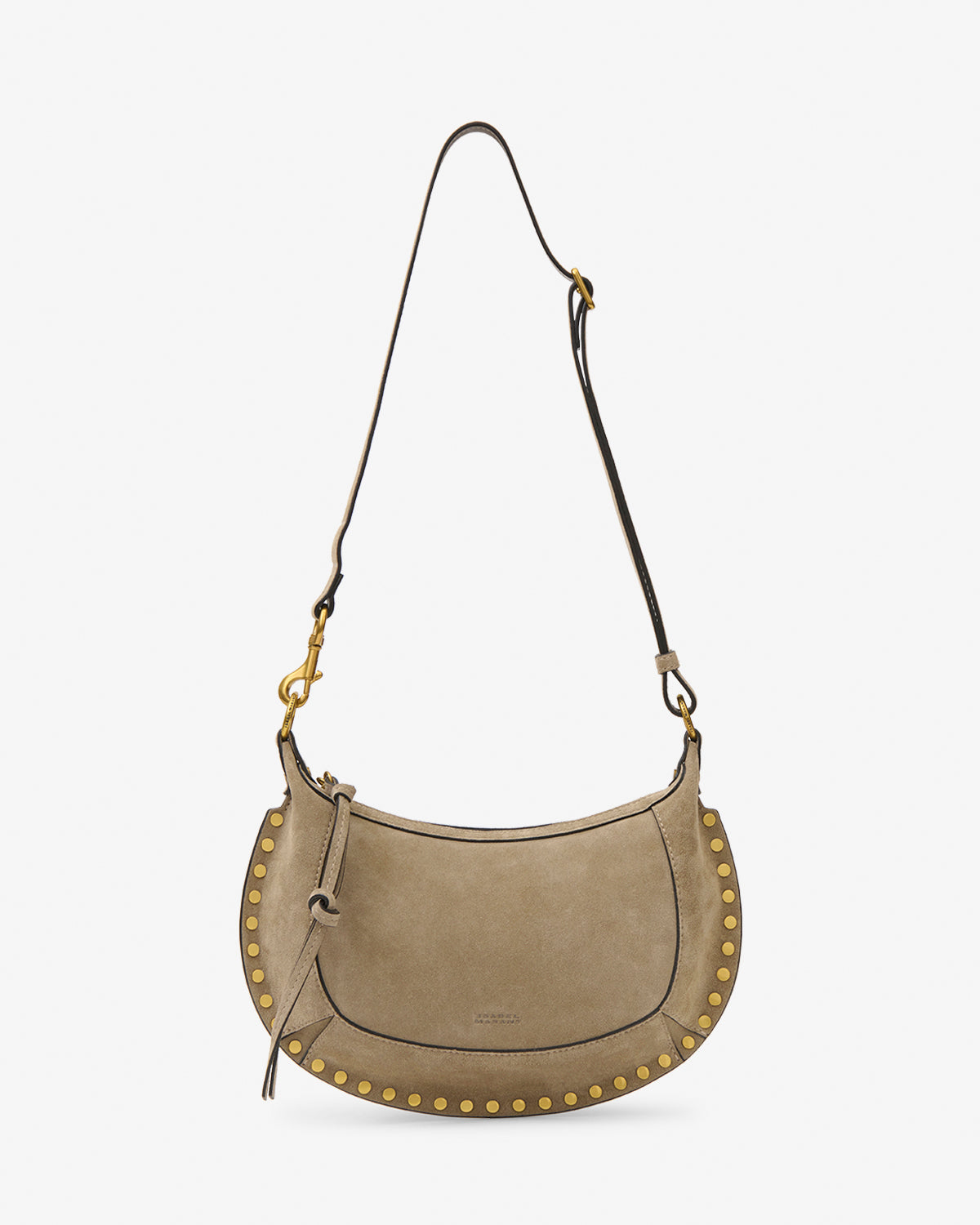 Isabel Marant Oskan Moon sac cuir velours taupe fumé