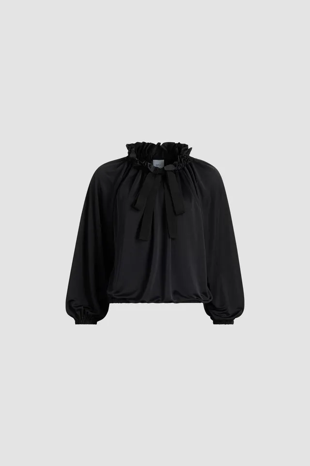 Patou JE172 top noir satin jersey col à lien
