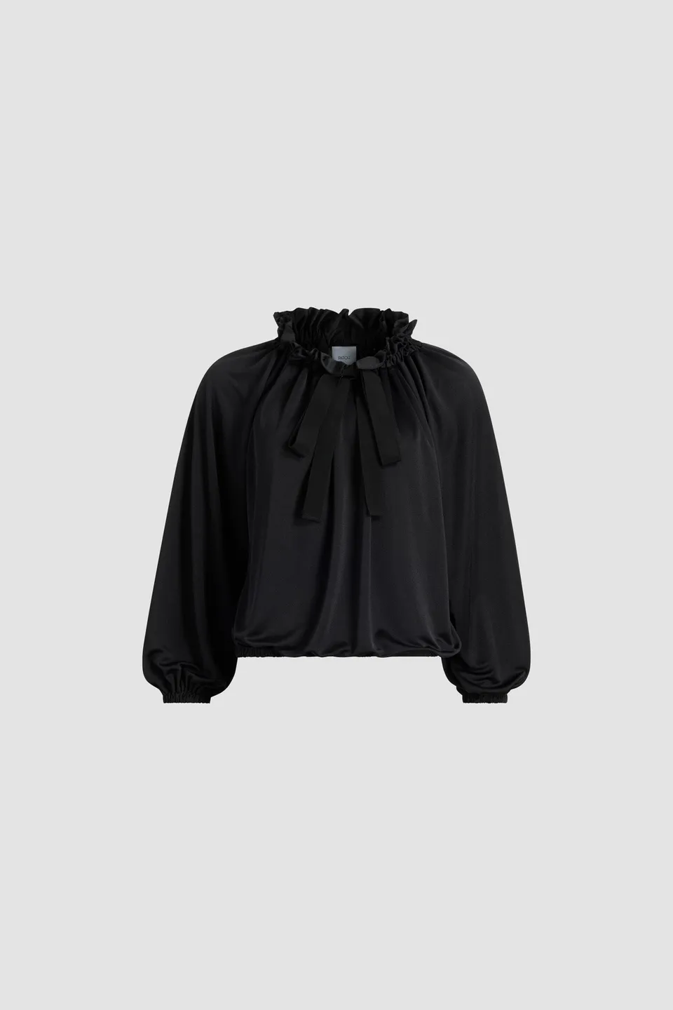 Patou JE172 top noir satin jersey col à lien