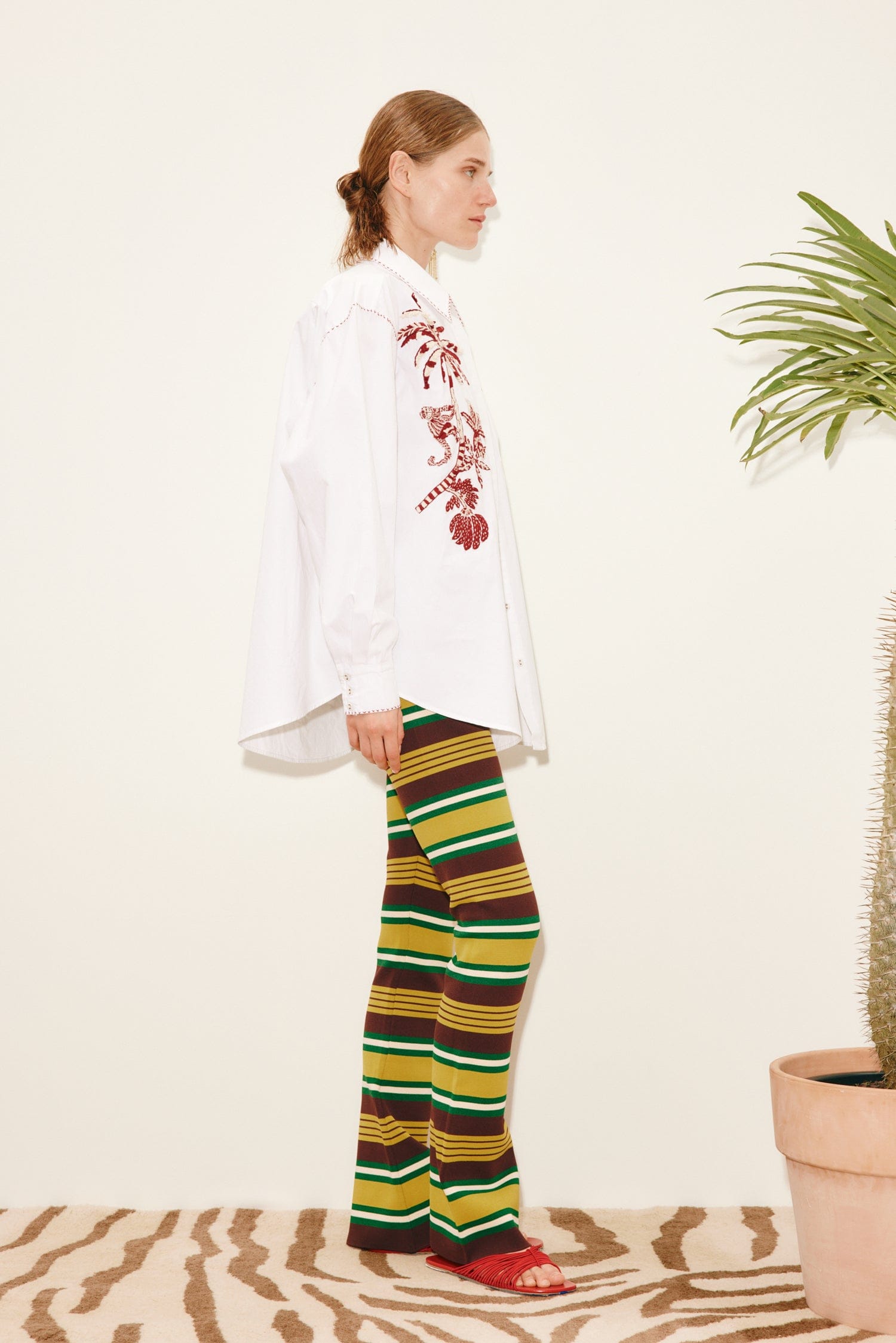 Alemais Clover Knit Pant pantalon maille M jambe évasée