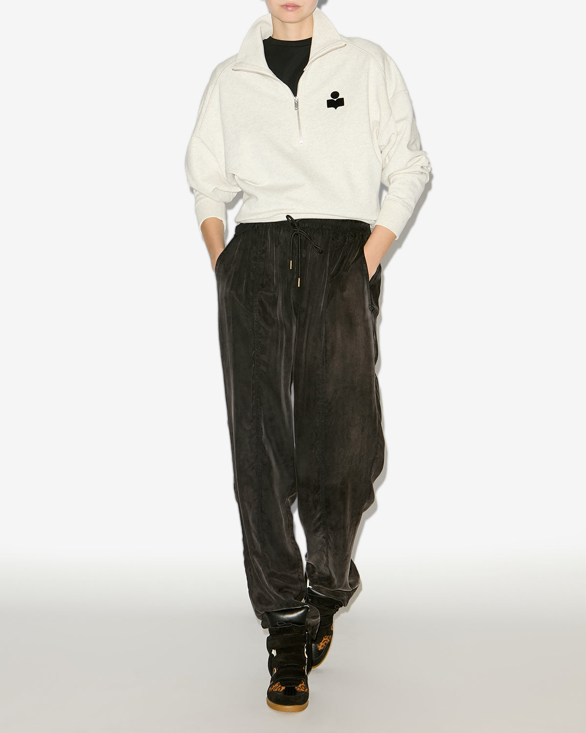 Isabel Marant Ross sweatshirt écru col montant zip