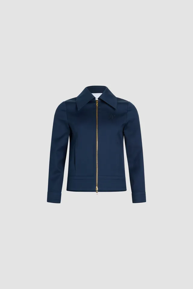 Patou Short zipped jacket veste coton bleu Navy Black 38
