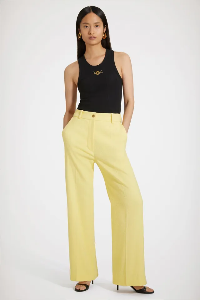 Patou Trousers P23TR0010134213M Pantalon jaune tweed coton