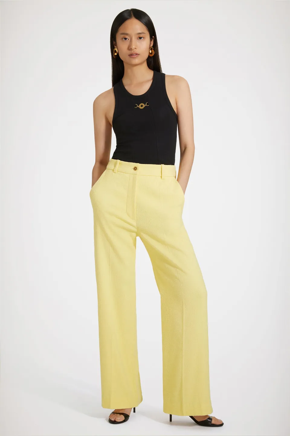 Patou Trousers P23TR0010134213M Pantalon jaune tweed coton