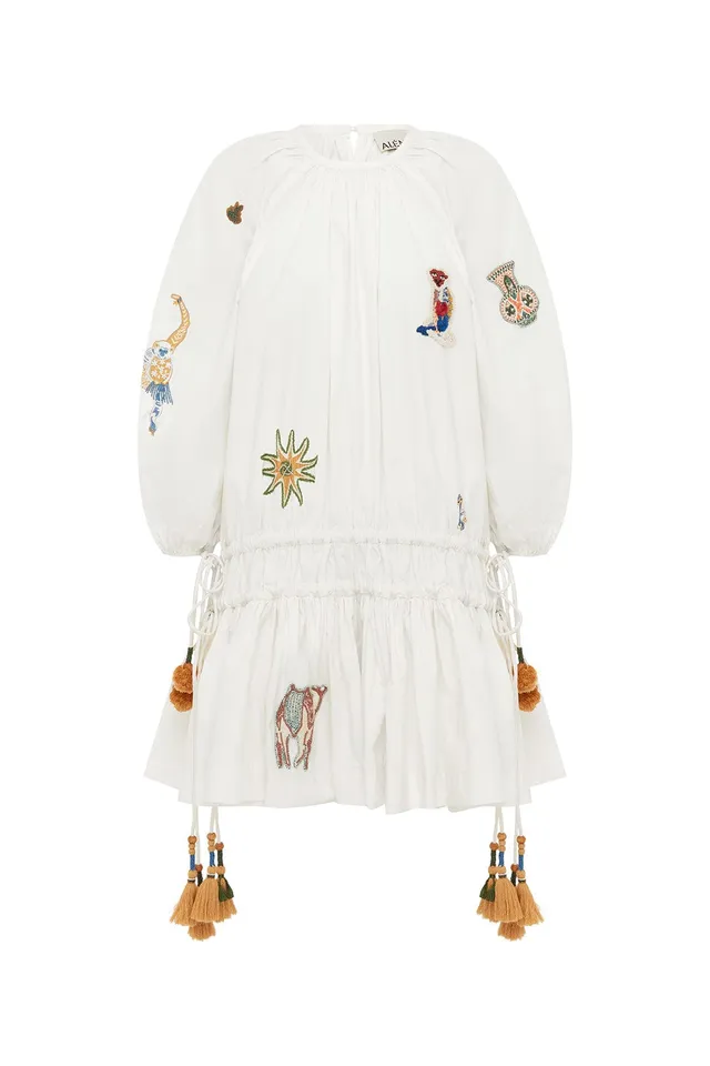 Alemaïs Carmine robe mini brodée coton