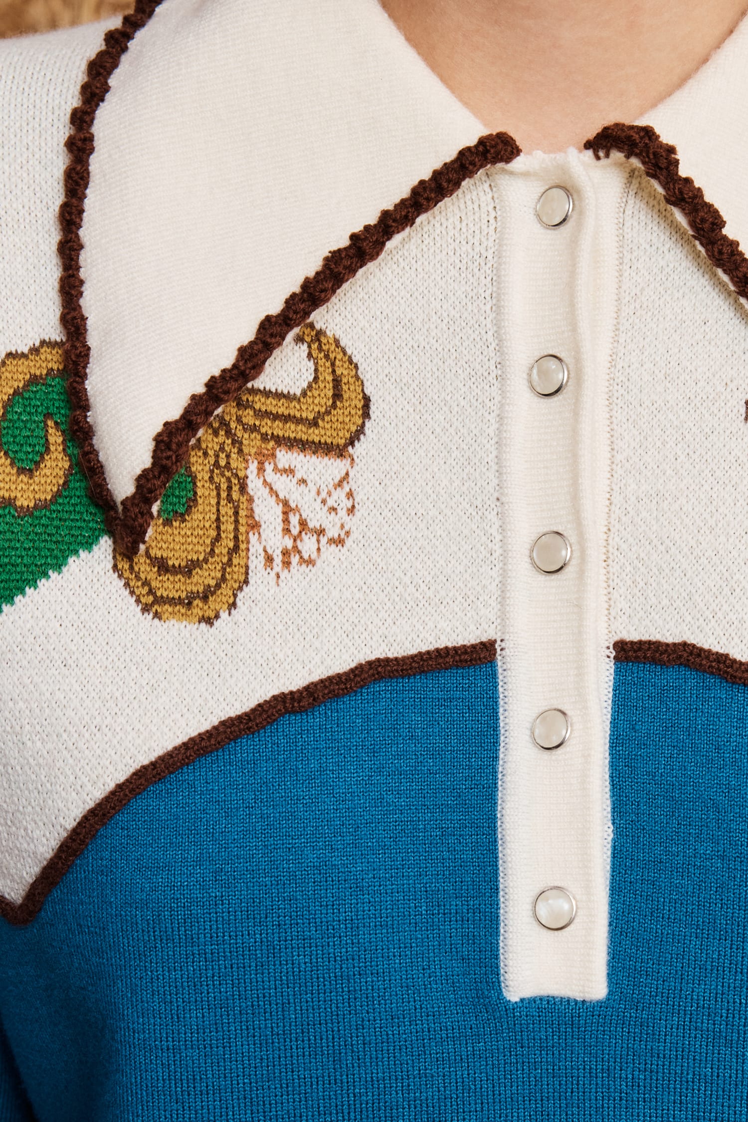Alemais Lasso polo maille azur laine mérinos