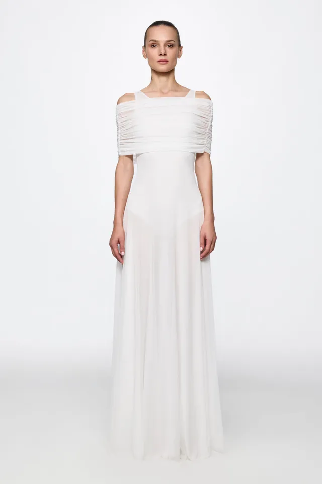 ATU Body Couture robe maxi blanche mesh boléro