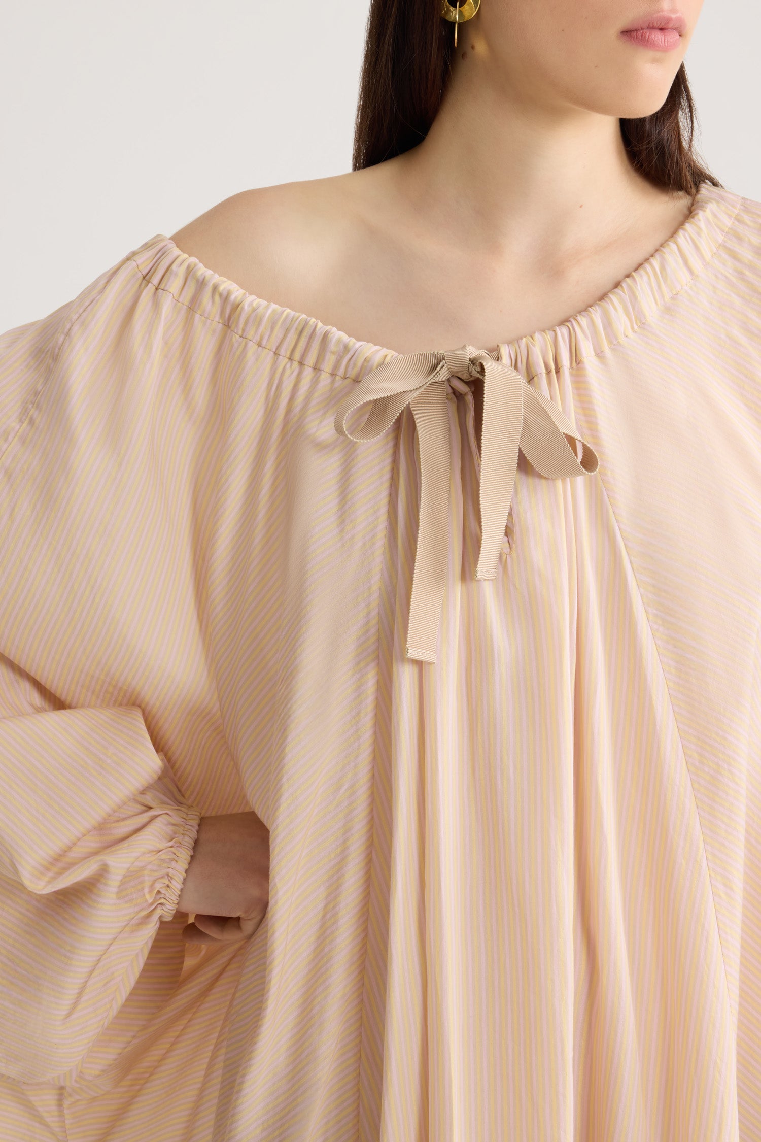 Patou DR108 robe plage soie rayures abricot