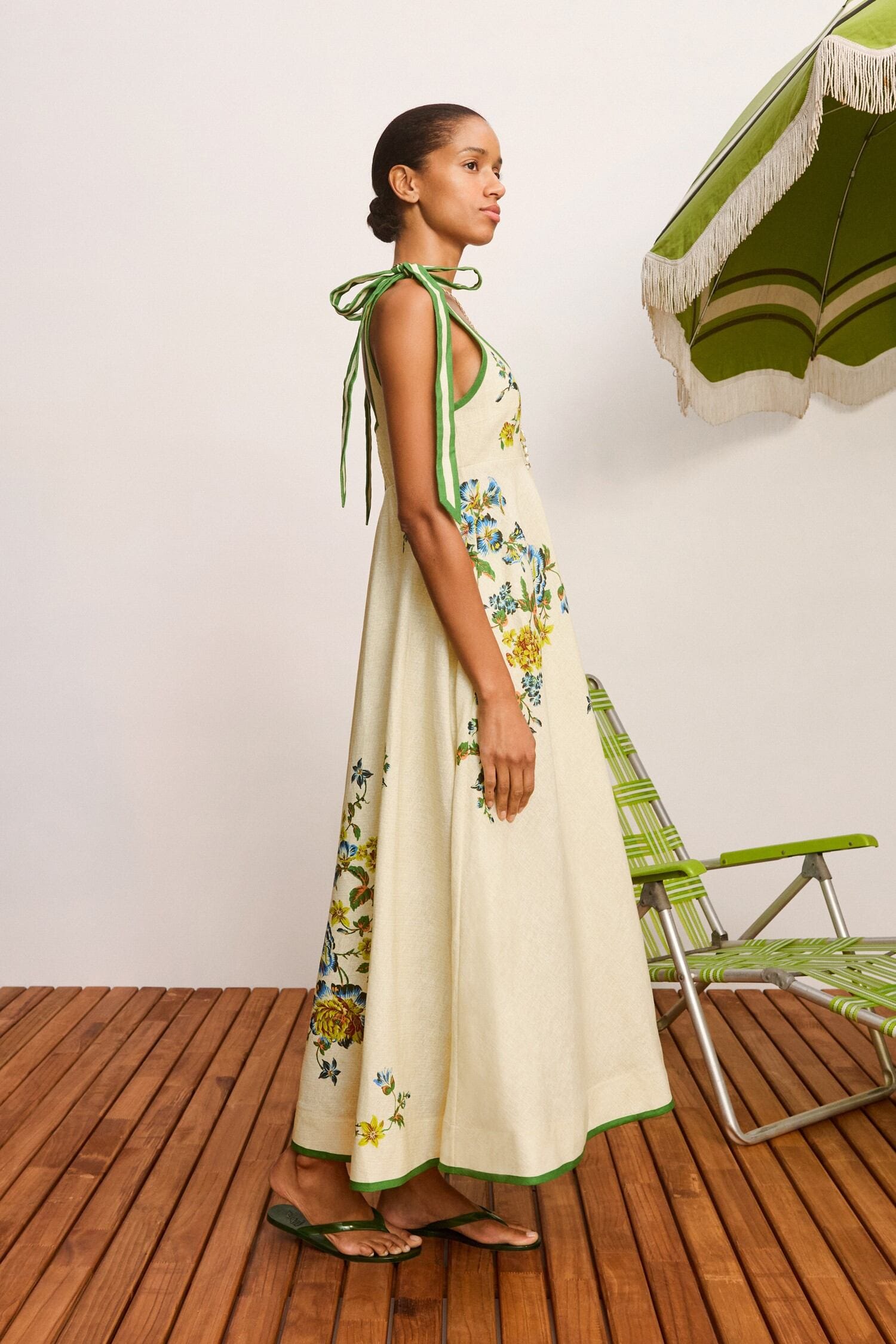 Alemaïs Phyllis robe midi sundress fleurie lin