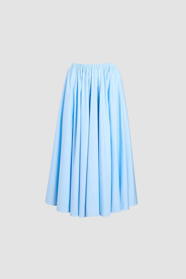 Patou P26SK1110017662B jupe midi Riviera Blue faille
