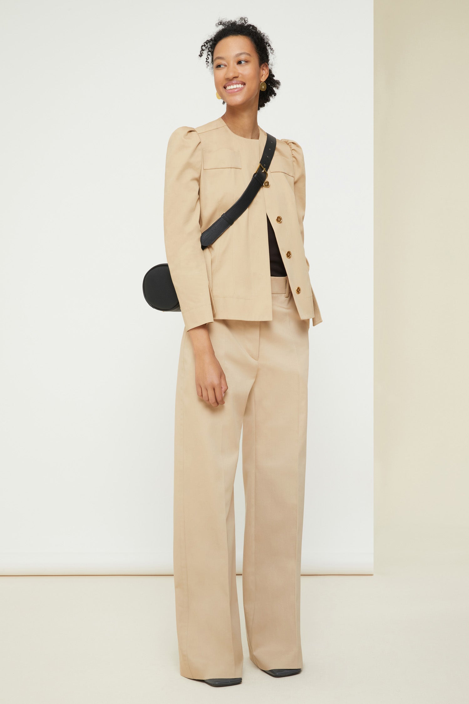 Patou Cropped Veste Gabardine Sable Coton Bio