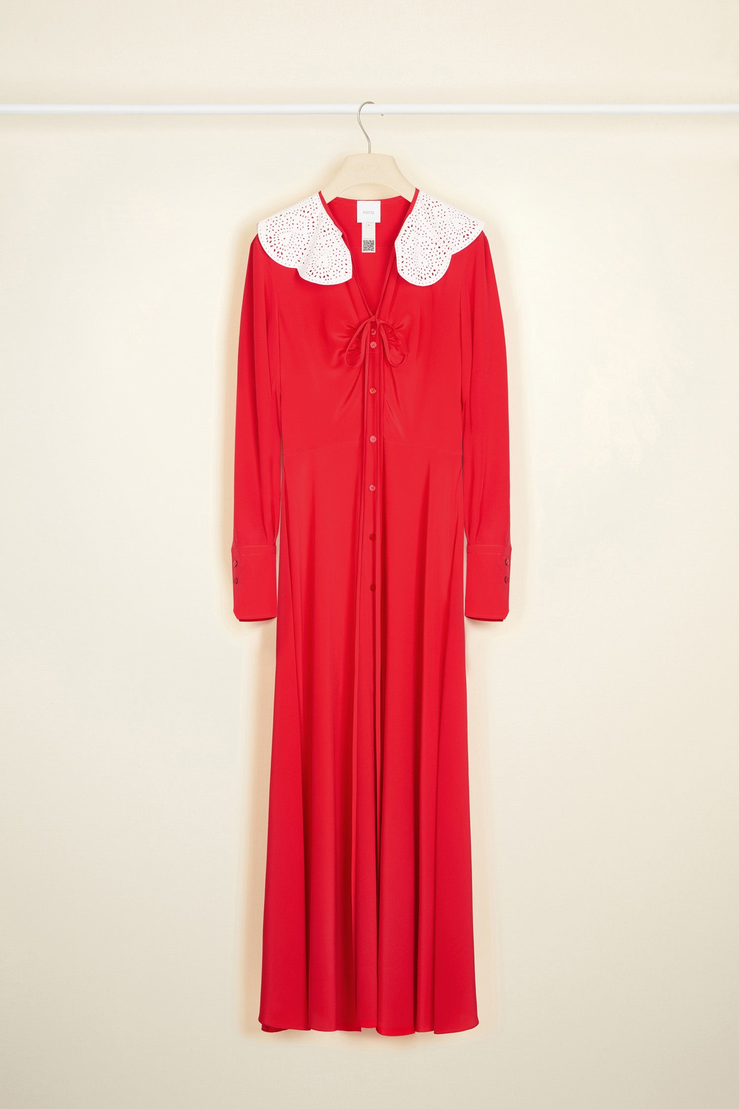 Patou P21DR0680013303R robe chemise midi soie rouge Capucine