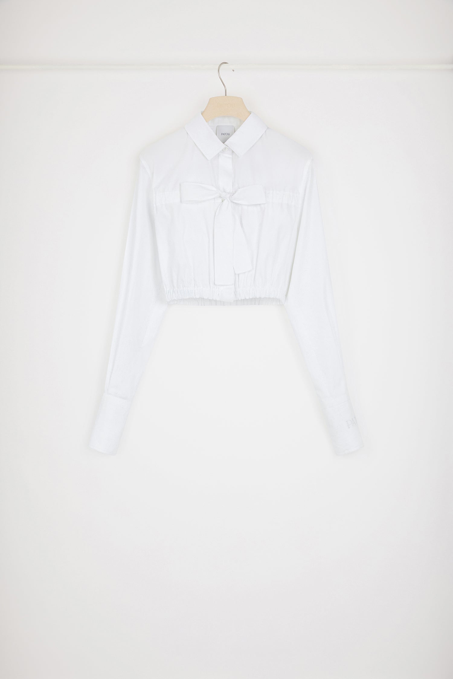 Patou BL029 chemisier crop coton blanc nœud