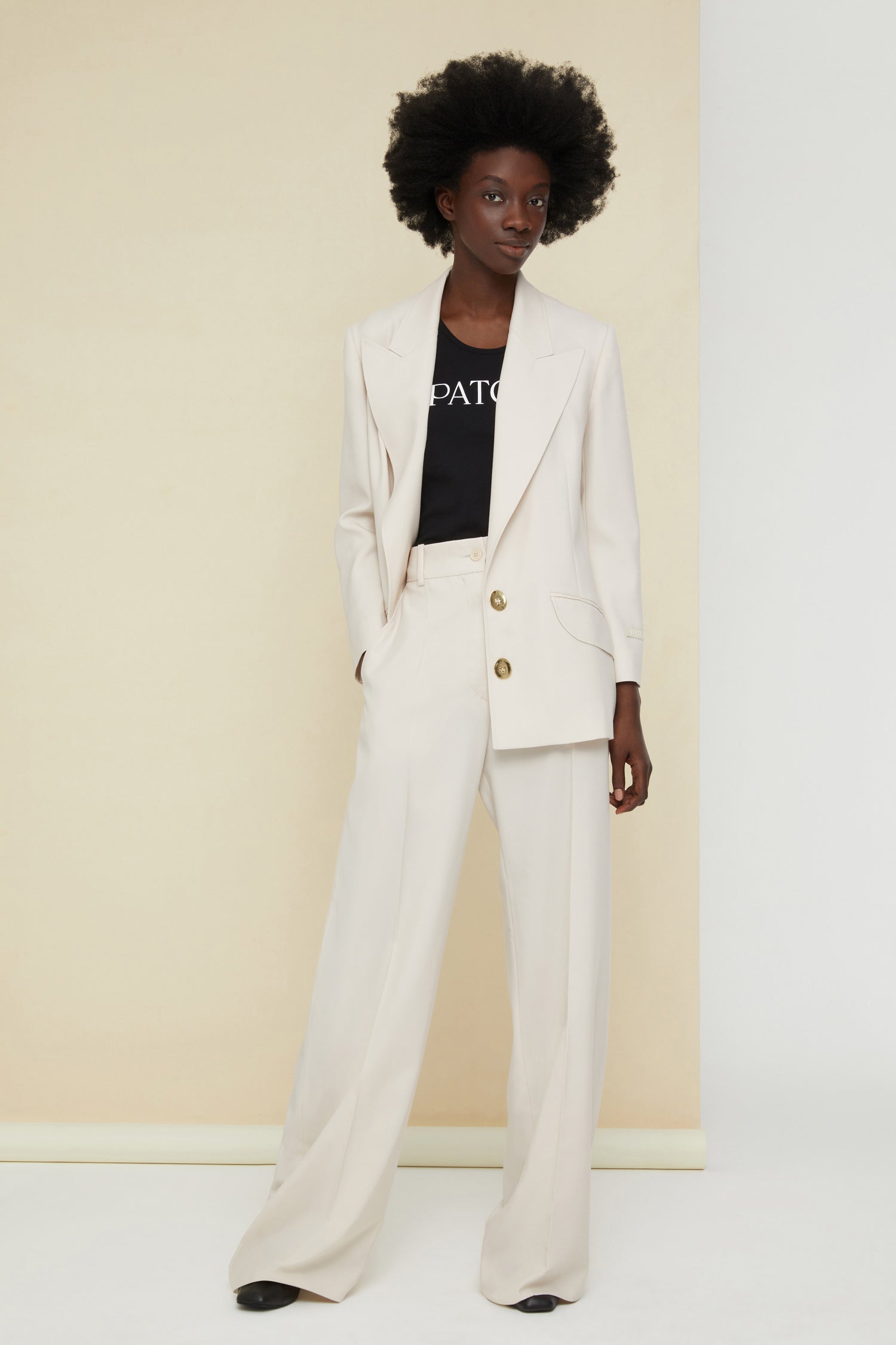 Patou A20TR0020005093C pantalon droit Champagne laine eco