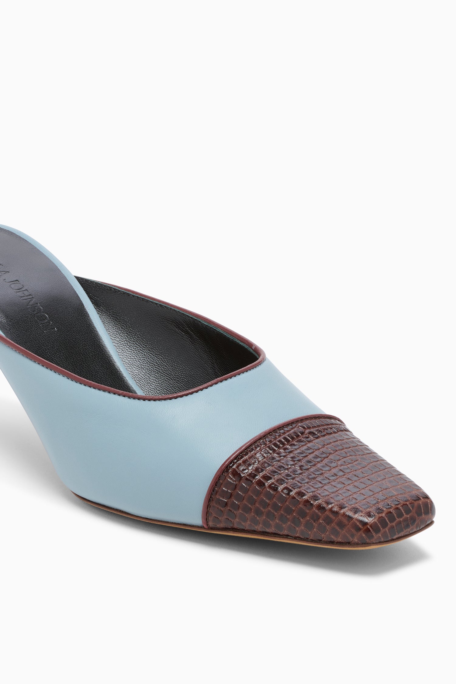 Ulla Johnson Carlyle FA261010 mule cuir Arctic bleu 60 mm