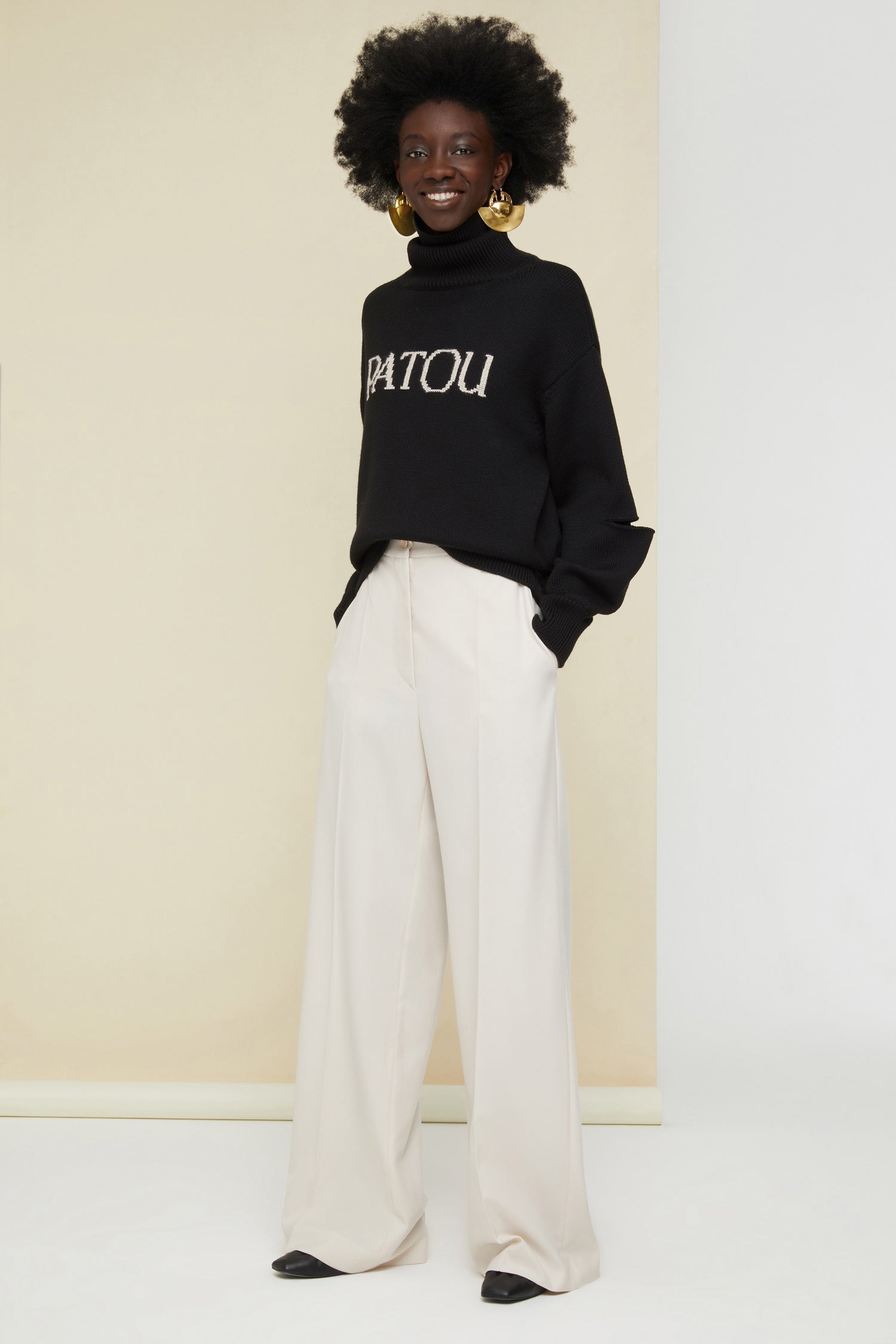 Patou A20TR0020005093C pantalon droit Champagne laine eco