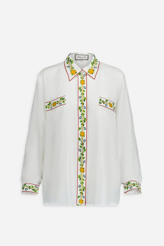 Paul & Joe Emma chemise twill soie imprimé poches taille 1