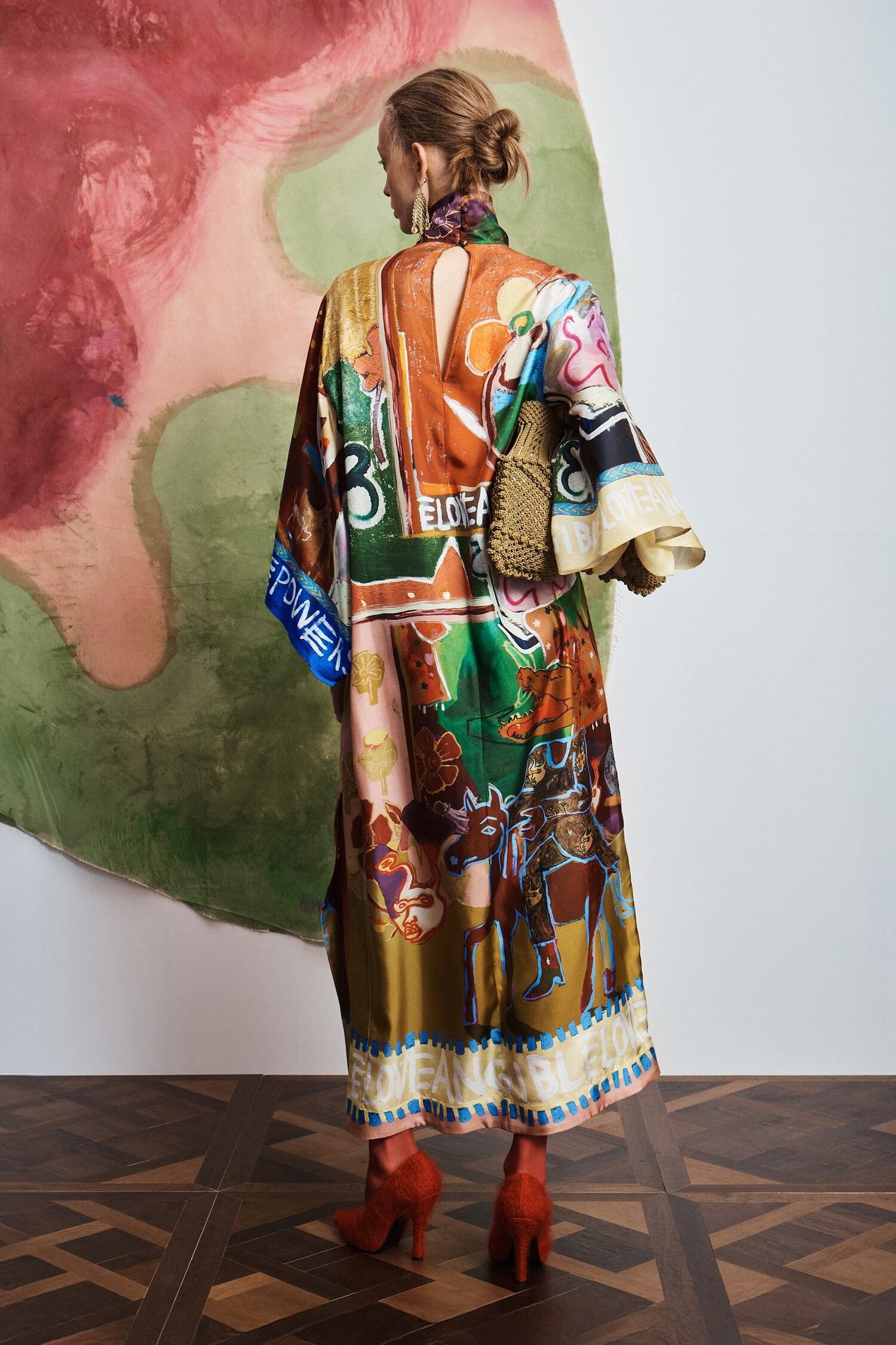 Alemäis Mlak Silk Midi robe midi soie imprimée