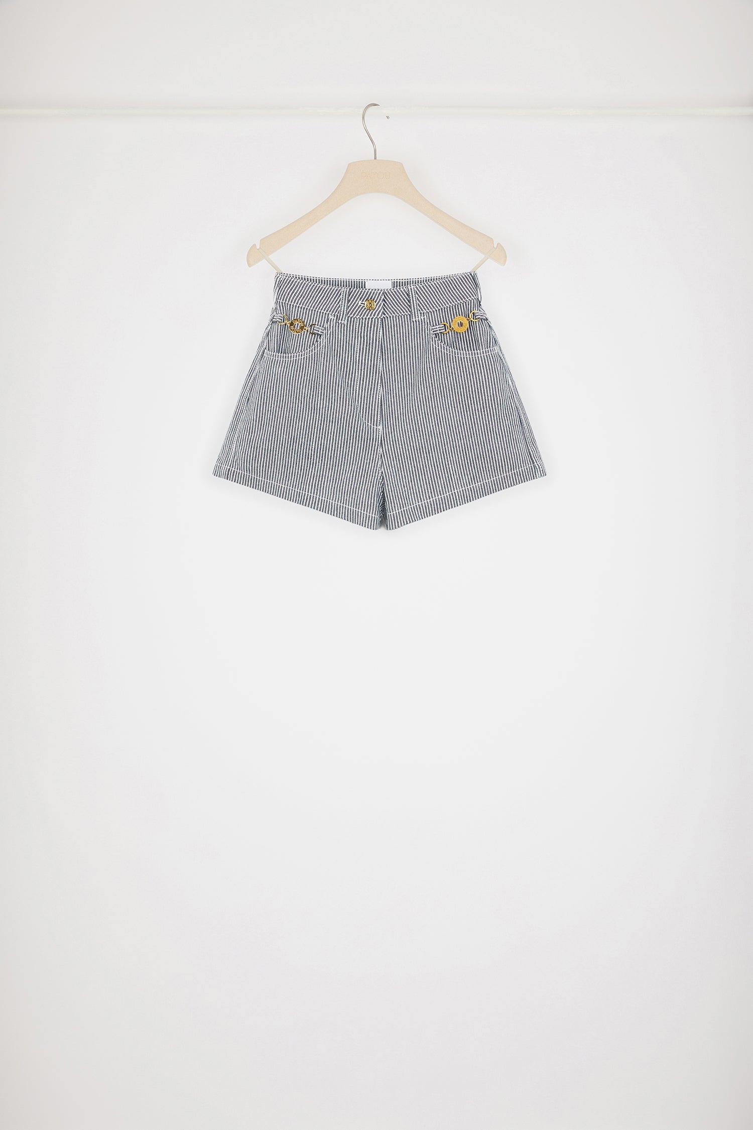 Patou Denim TR035 mini short jean bleu marine rayé 34-44