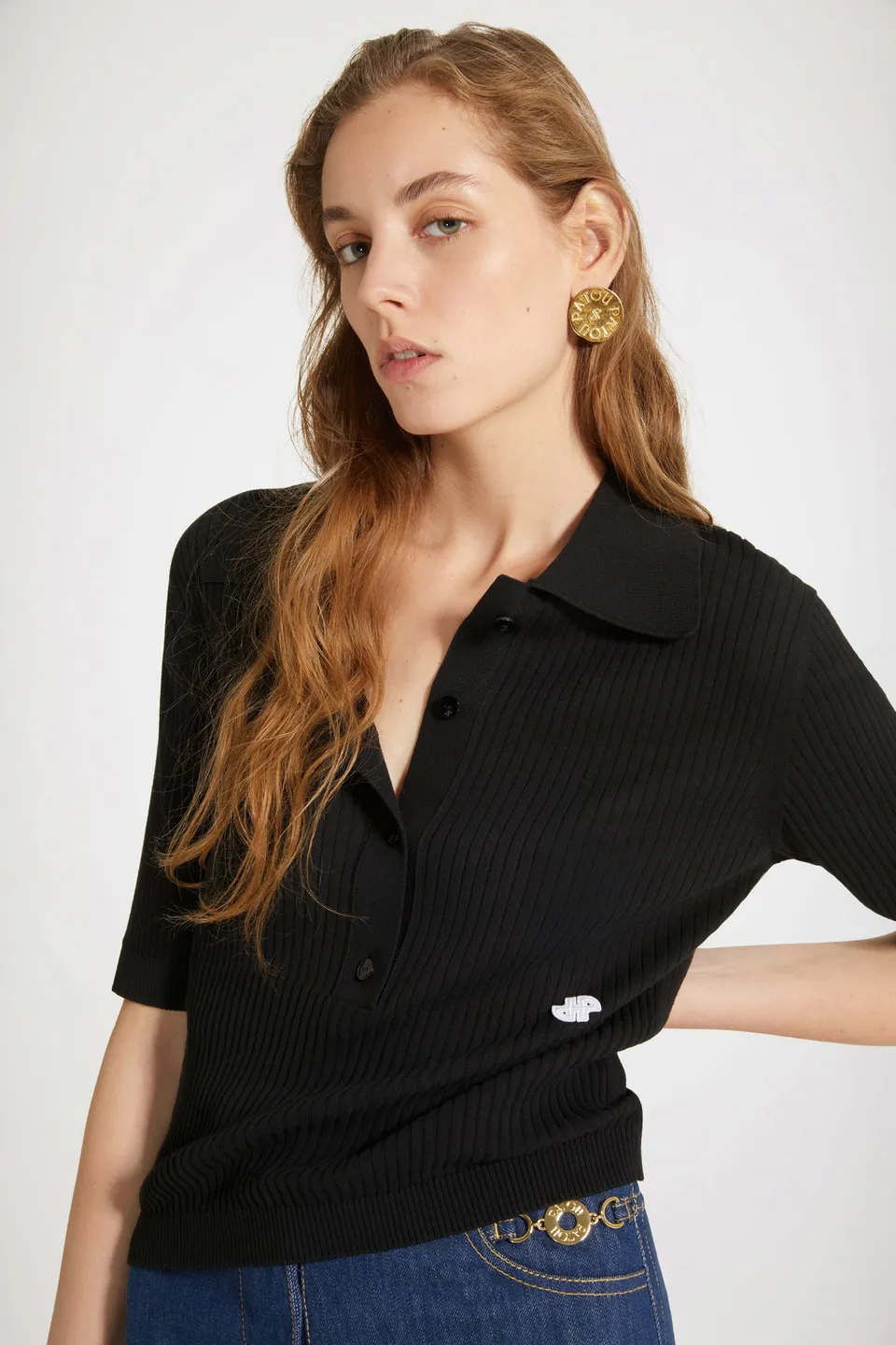Patou P22KN079 polo maille coton bio noir