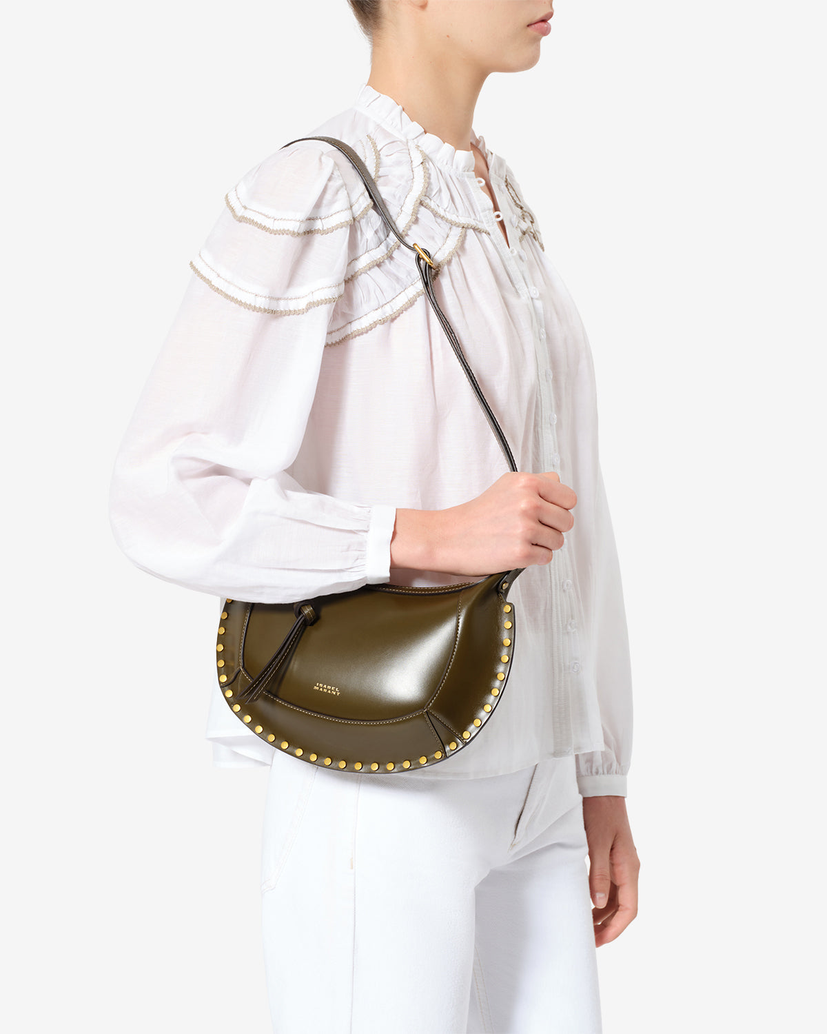 Isabel Marant Oskan Moon PP0003FA sac cuir olive foncé