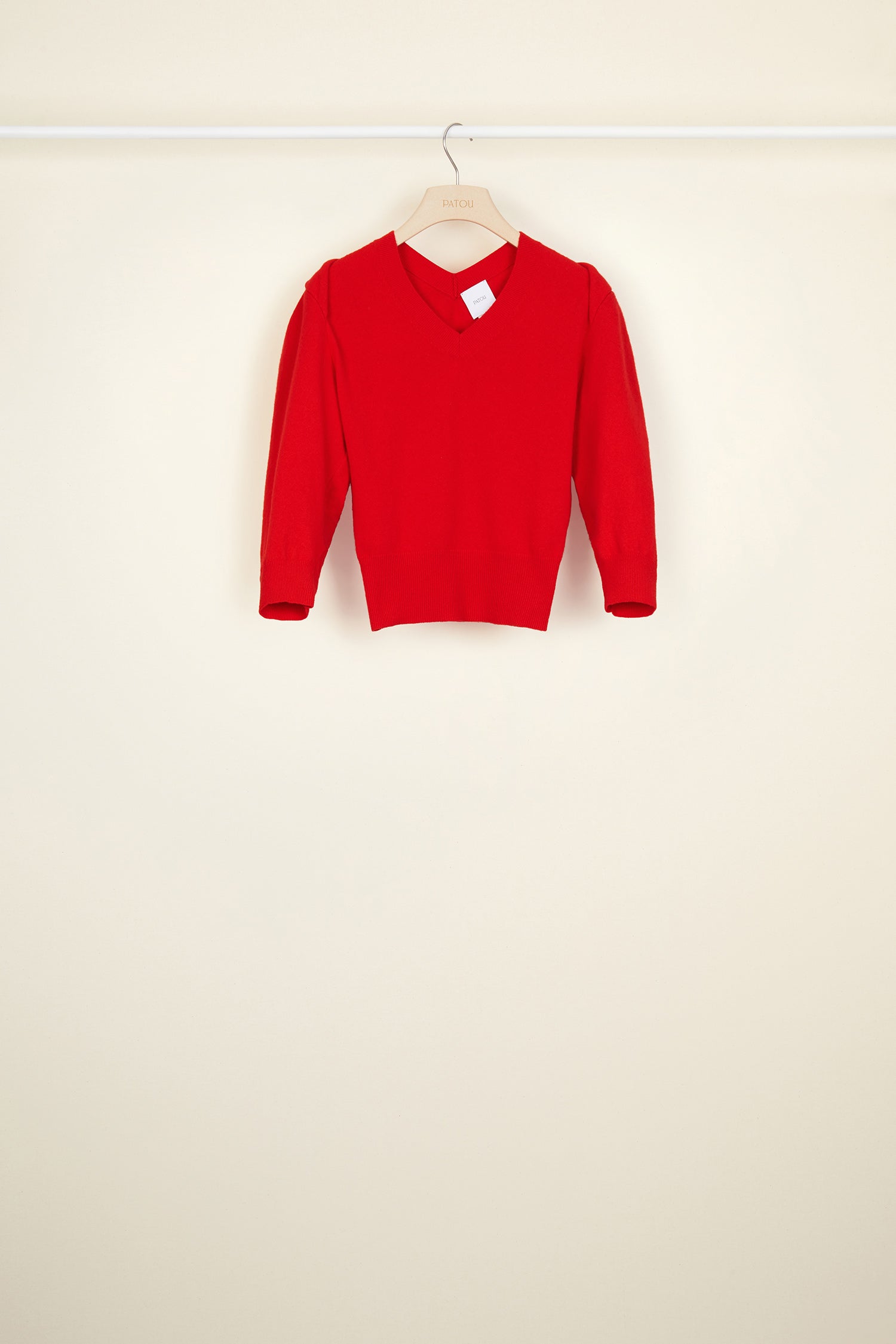 Patou Knitwear KN0168016302R pull col twist laine poppy
