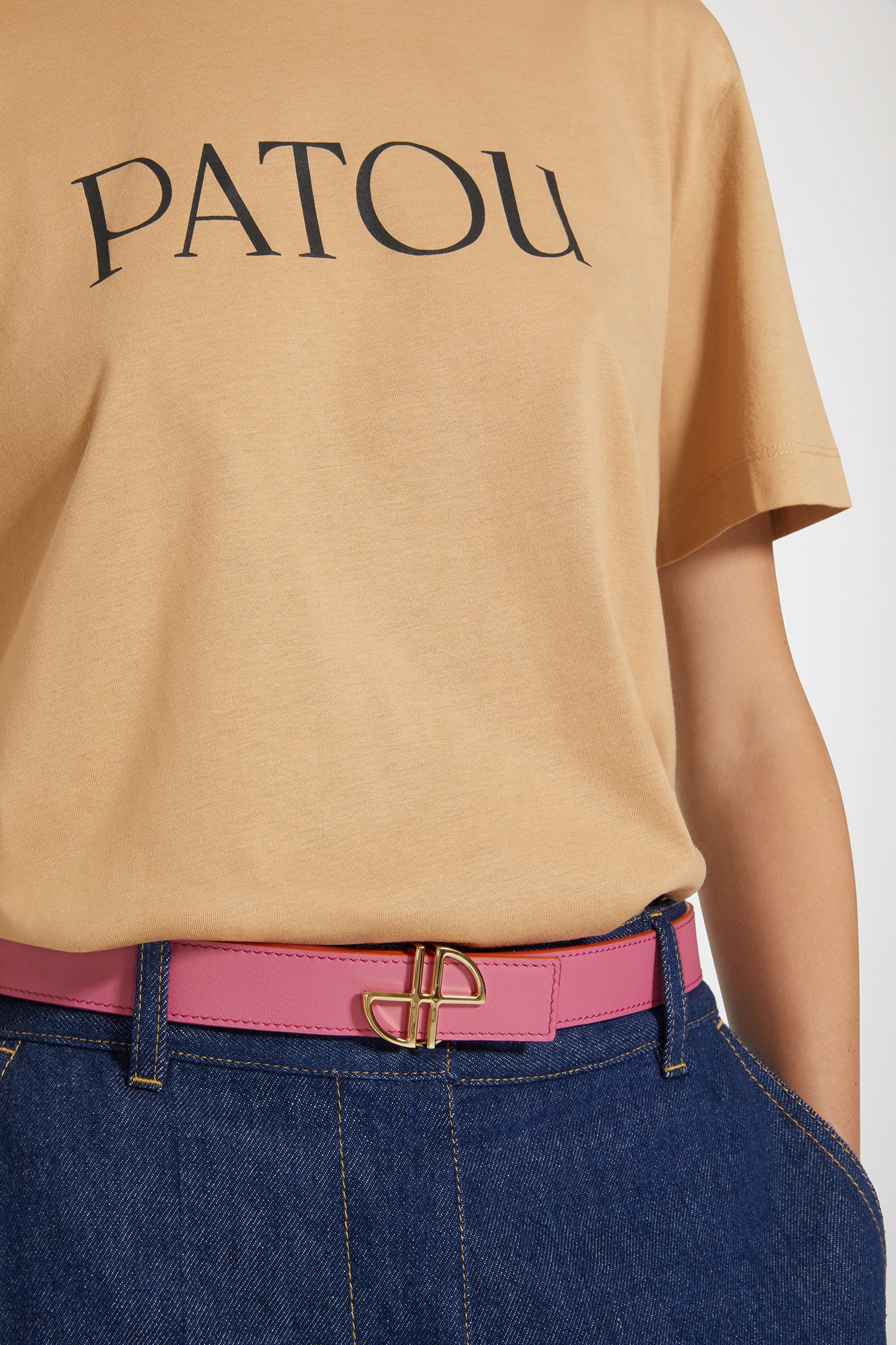 Patou BE001 ceinture cuir orange réversible