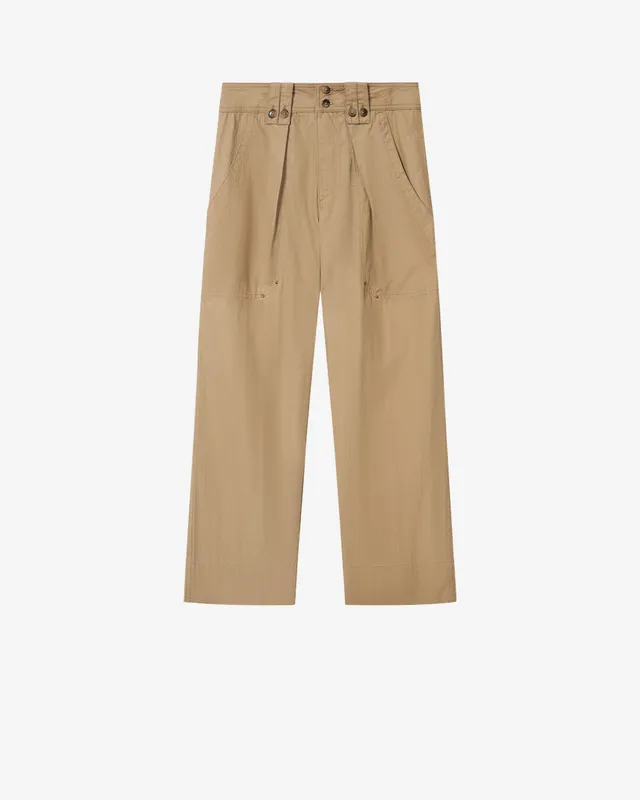 Isabel Marant Amandine pantalon coton clair kaki droit