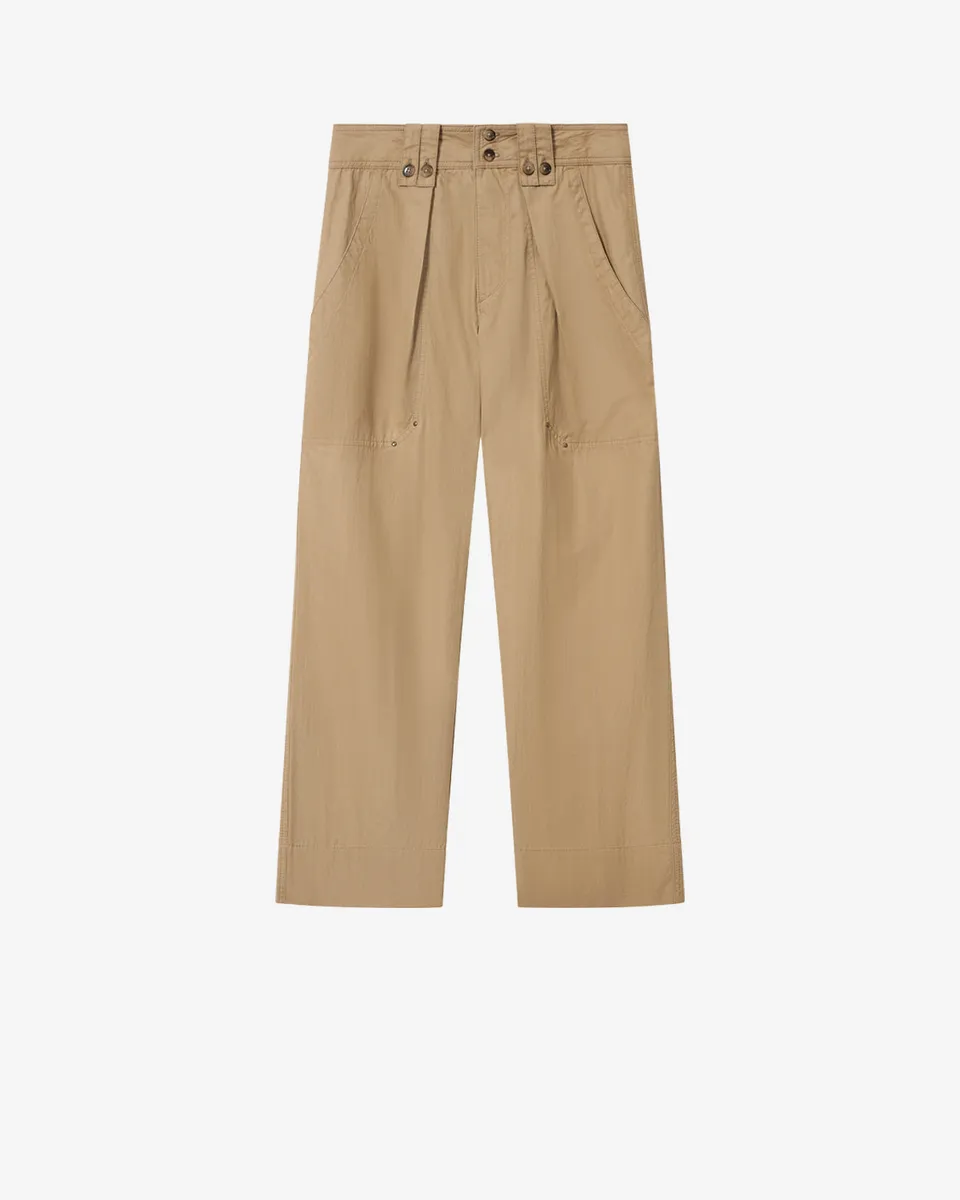 Isabel Marant Amandine pantalon coton clair kaki droit