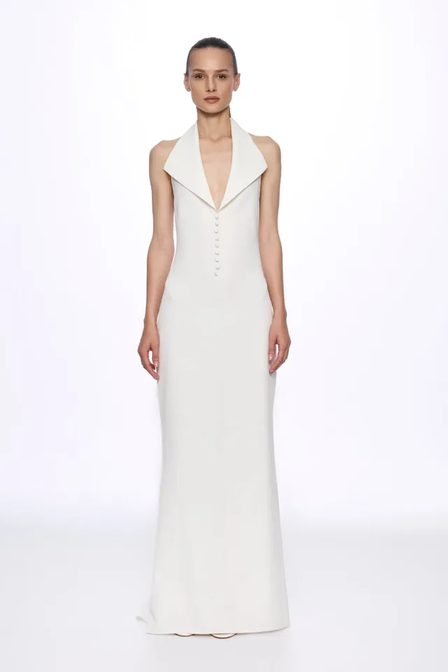 ATU Body Couture robe maxi blanche licou boutons S