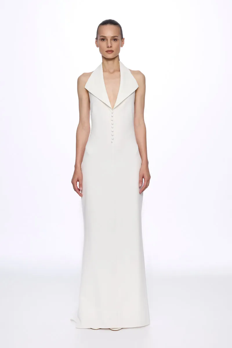 ATU Body Couture robe maxi blanche licou boutons S