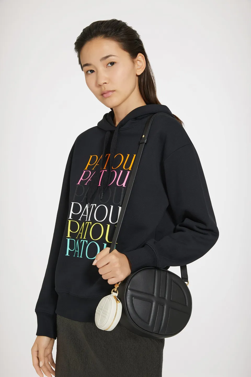 Patou P24JE0939995900B hoodie coton bio noir
